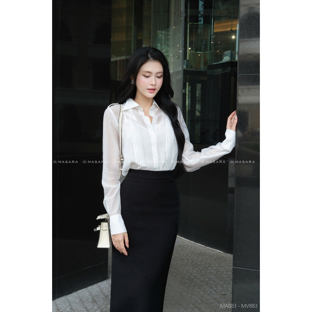 Chân váy dài Masara cotton hàn phong cách công sở thanh lịch MV883