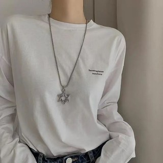 SNUOFO - Mặt dây chuyền hình ngôi sao sáu cánh phụ kiện thời trang và độc đáo bằng thép titan dành cho nam và nữ