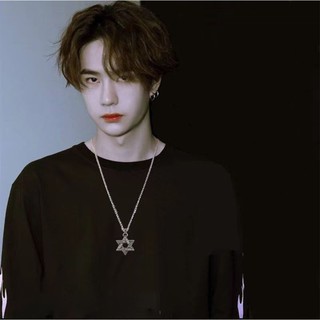 SNUOFO - Mặt dây chuyền hình ngôi sao sáu cánh phụ kiện thời trang và độc đáo bằng thép titan dành cho nam và nữ