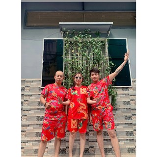 Đồ Bộ Thun Lững Nam Nữ Sét Áo + Quần Thể Thao CON CÔNG PHƯỢNG HOA LÁ CÀNH Tập Gym unisex kL2