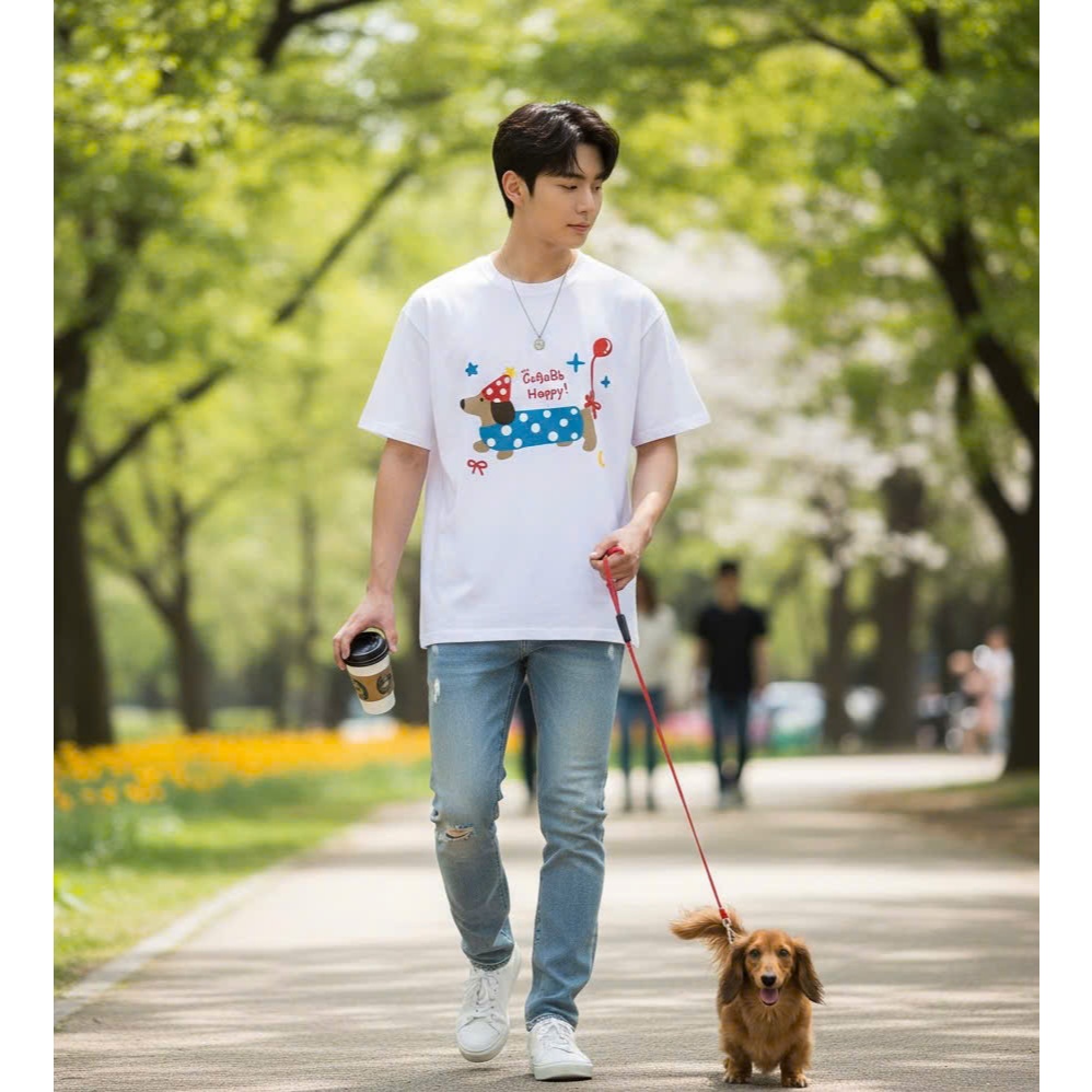 Áo thun Stee Cổ tròn PUPPY JOY Localbrand ICVCVNI Unisex Cotton