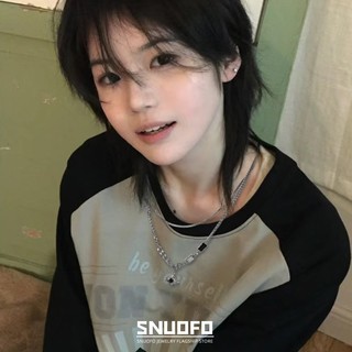 SNUOFO - Dây chuyền hình ngôi sao bốn cánh hai lớp dành cho nam, thích hợp để đeo cùng áo len cổ cao mùa thu đông