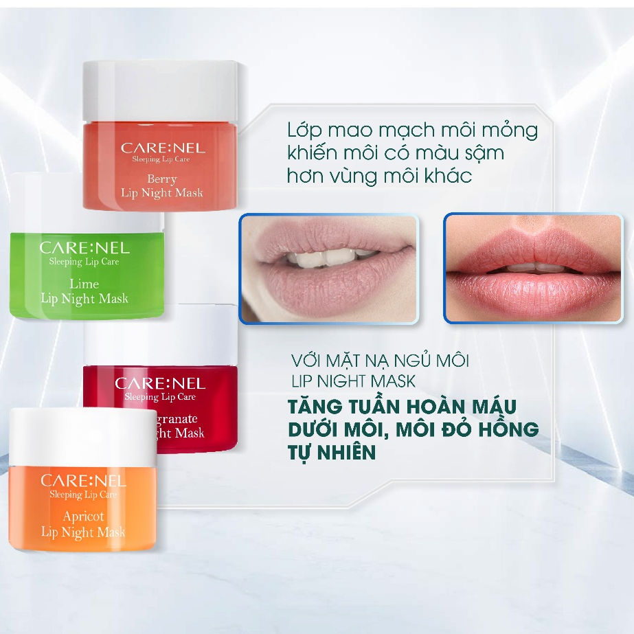 Combo 2 mặt nạ ngủ môi tẩy tế bào chết môi dưỡng môi dâu CARE:NEL BERRY LIP NIGHT MASK 5g