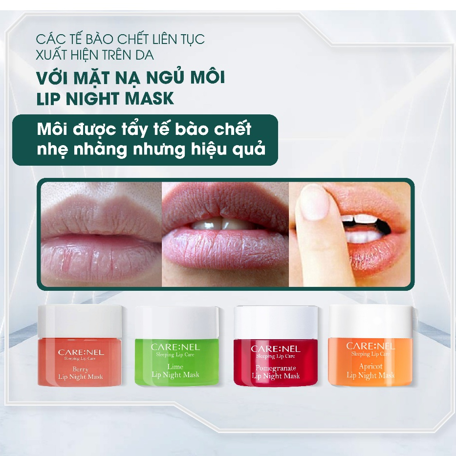 Combo 2 mặt nạ ngủ môi tẩy tế bào chết môi dưỡng môi dâu CARE:NEL BERRY LIP NIGHT MASK 5g