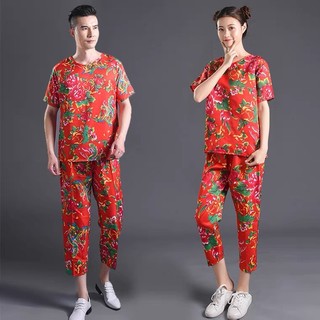 Đồ Bộ Thun Lững Nam Nữ Sét Áo + Quần Thể Thao CON CÔNG PHƯỢNG HOA LÁ CÀNH Tập Gym unisex kL2