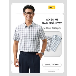 Áo Sơmi Ngắn Tay Nam YODY Vải Nano Kẻ Caro Túi Ngực MOSS25A001