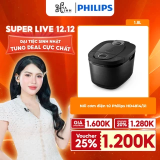[VHL x Philips]-Nồi cơm điện tử Philips HD4814/31 (đen) 1.8 lít - Hàng Chính Hãng