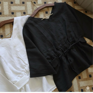 Oval Top /By Cor/ Áo Linen tay liền cột đai eo