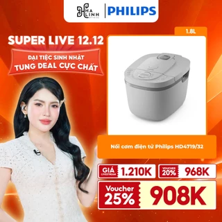 [VHL x Philips]-Nồi cơm điện tử Philips HD4719/32 1.8 lít - Hàng Chính Hãng