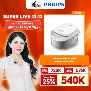 [VHL x Philips]-Nồi cơm điện tử mini Philips HD3170/66 | 600W | 0.85 lít - Hàng Chính Hãng