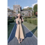 CÉLESTE - LIZZY DRESS Váy Tiểu Thư Dáng Dài Xoè Tay Ngắn Chất Kaki Hàn Thiết Kế Cổ Bẻ Phối Cúc Bọc Tôn Dáng — ảnh 7