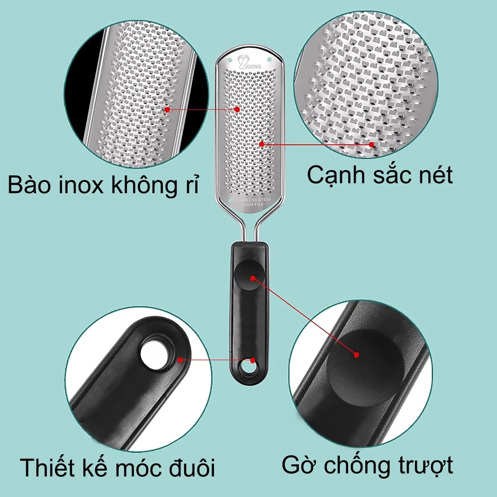 Dụng Cụ Chà Gót Chân Inox 304 Mắt Lưới – Tẩy Da Chết, Loại Bỏ Da Thừa, Làm Mềm Gót Chân Hiệu Quả