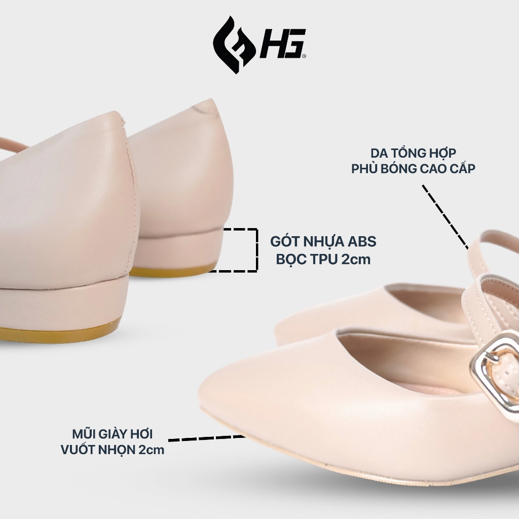 Giày búp bê nữ mũi nhọn đế thấp da nhám cao cấp HG Fashion êm chân phong cách công sở HG13325.