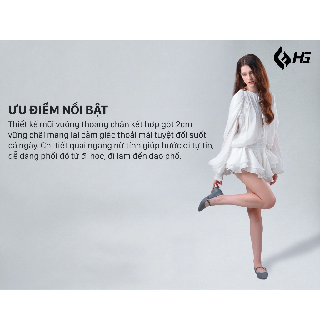 Giày búp bê nữ mũi nhọn đế thấp da nhám cao cấp HG Fashion êm chân phong cách công sở HG13325.