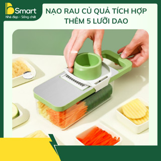Nạo Rau Củ, Bộ Nạo Rau Củ Quả Đa Năng Tích Hợp 5 Lưỡi Nạo Bảo Vệ Tay Cầm Tiện Lợi