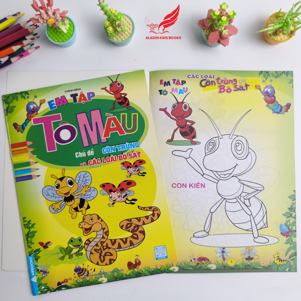 Sách Em Tập Tô Màu (4 Chủ Đề) – Động Vật Nuôi, Hoang Dã, Côn Trùng – Bò Sát, Động Vật Biển