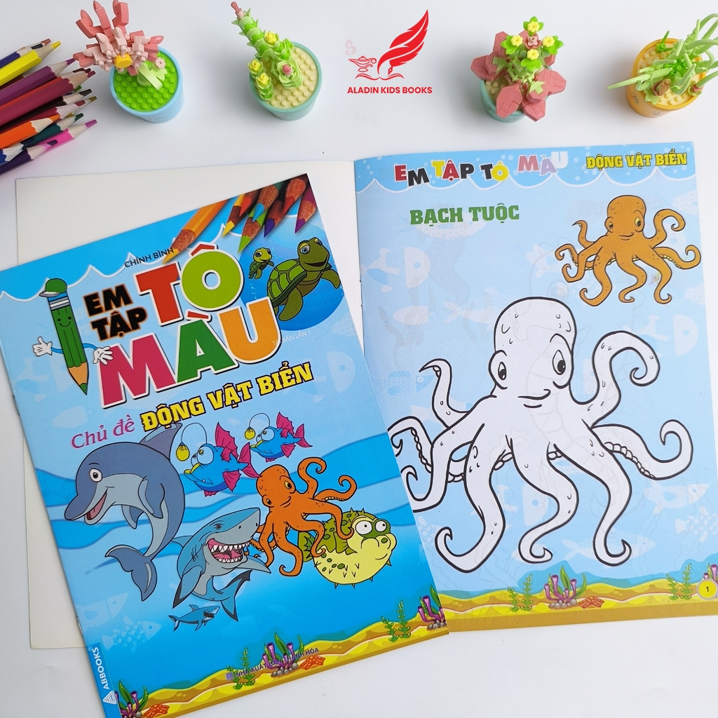 Sách Em Tập Tô Màu (4 Chủ Đề) – Động Vật Nuôi, Hoang Dã, Côn Trùng – Bò Sát, Động Vật Biển