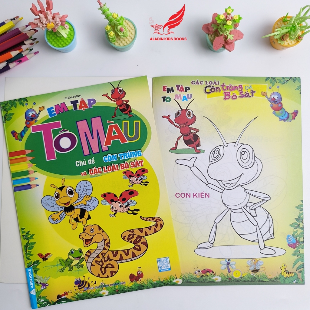 Sách Em Tập Tô Màu (4 Chủ Đề) – Động Vật Nuôi, Hoang Dã, Côn Trùng – Bò Sát, Động Vật Biển