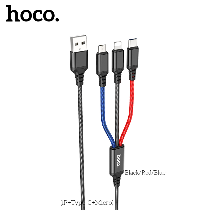 Dây Sạc 3 Đầu Sạc Nhanh – Dây sạc 3 trong 1 – Cáp Sạc 3 Đầu – 3 Màu X76, Sạc Nhanh, chống đứt