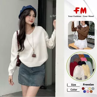 Áo Len Nữ Cổ Tim Trơn FMSTYLE SHOP -  Mềm Ấm Phong Cách Trẻ Trung, Thời Trang Mùa Đông 25120290
