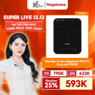 [Võ Hà Linh x Nagakawa] Bếp điện từ đơn Nagakawa NIC6116, công suất 2000W