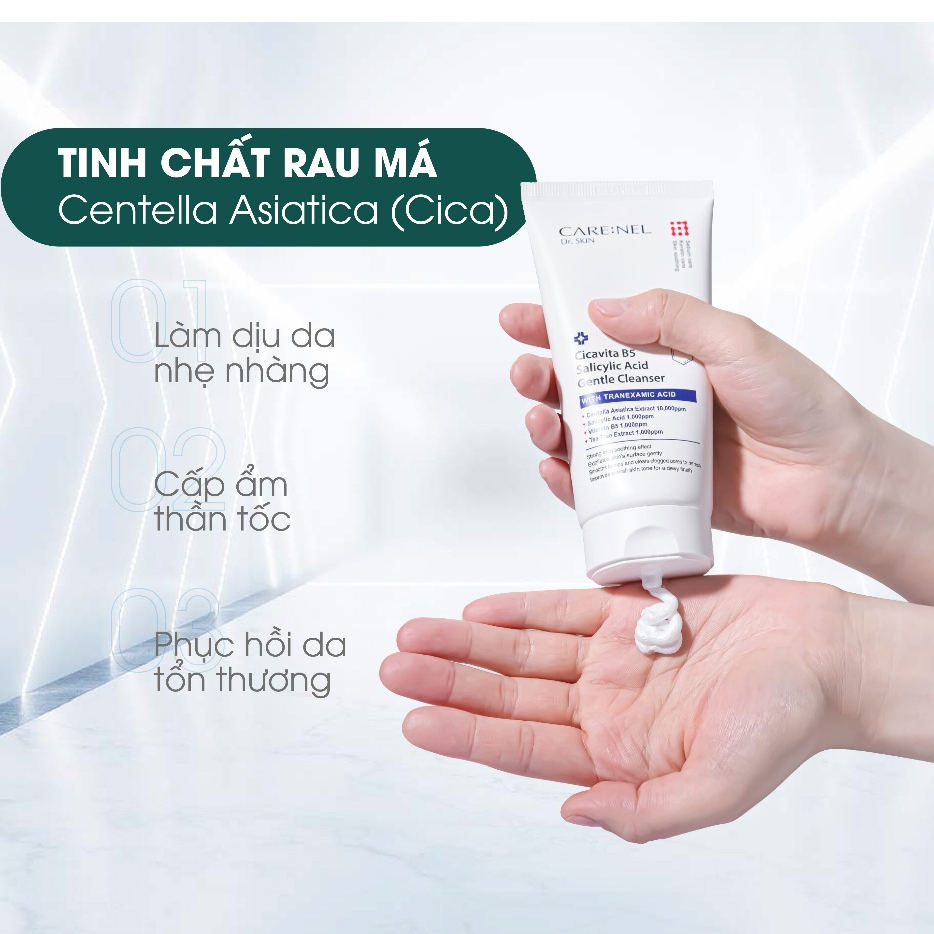 Sữa rửa mặt tẩy tế bào chết dưỡng ẩm centella b5 srm CARE:NEL CICAVITA B5 GENTLE CLEANSER 150ml