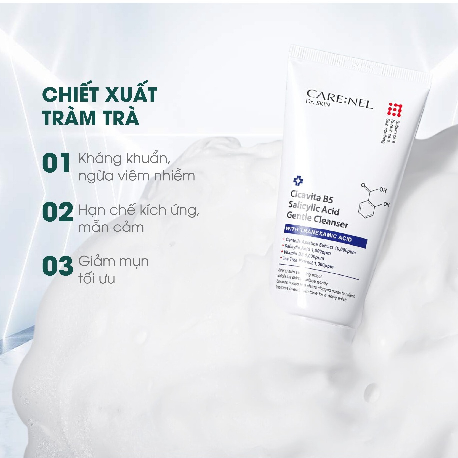 Sữa rửa mặt tẩy tế bào chết dưỡng ẩm centella b5 srm CARE:NEL CICAVITA B5 GENTLE CLEANSER 150ml