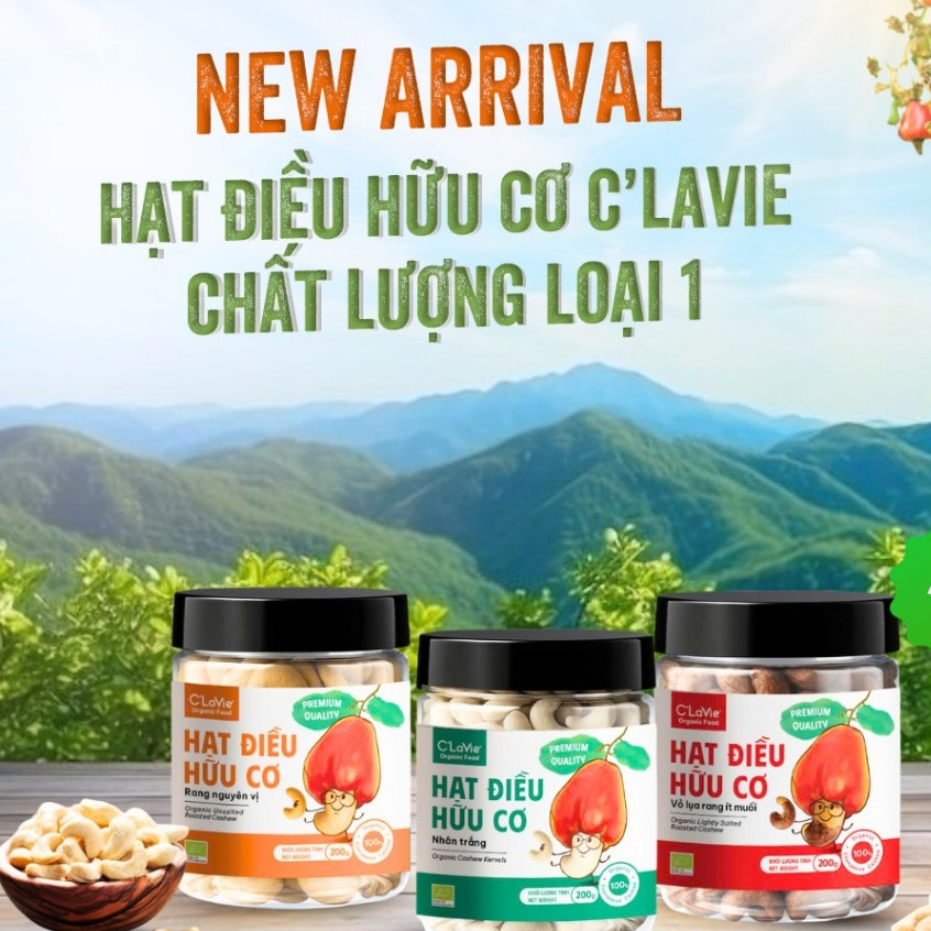 Hạt điều hữu cơ C'LaVie Organic Roasted Cashew Kernels 200g