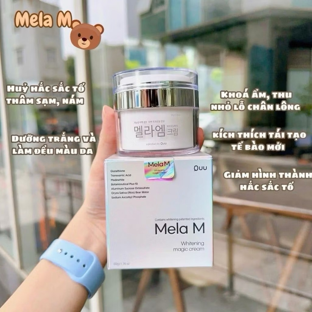 Kem nám Mela M Whitening Magic Cream,50g - hạn 2028 Hàn Quốc, trắng da, mờ nám thâm mụn tàn nhang  IS444