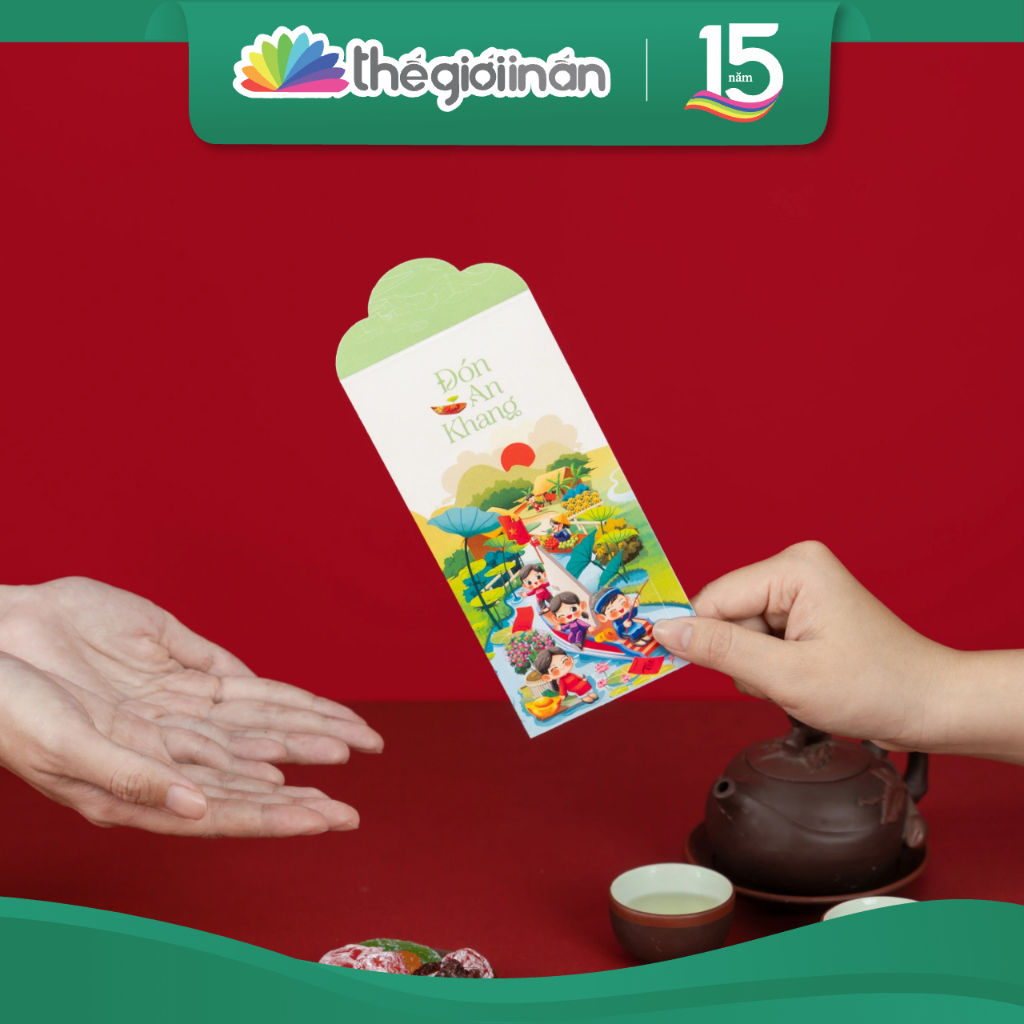 [1 bộ - 6 mẫu vẽ tay độc quyền] Bao lì xì Tết chủ đề dân gian Việt Nam, Cùng nhau đón yêu thương - Thế Giới In Ấn