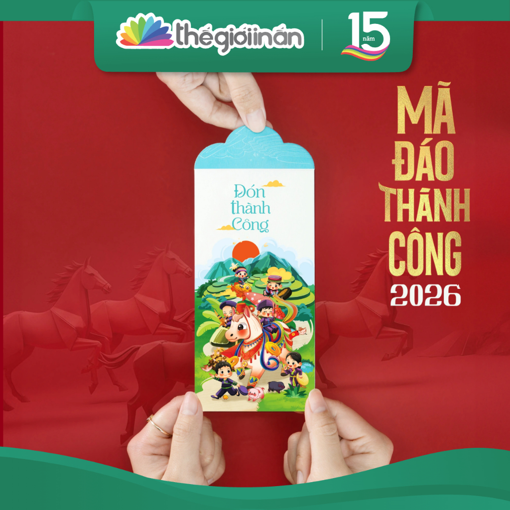 [1 bộ - 6 mẫu vẽ tay độc quyền] Bao lì xì Tết chủ đề dân gian Việt Nam, Cùng nhau đón yêu thương - Thế Giới In Ấn