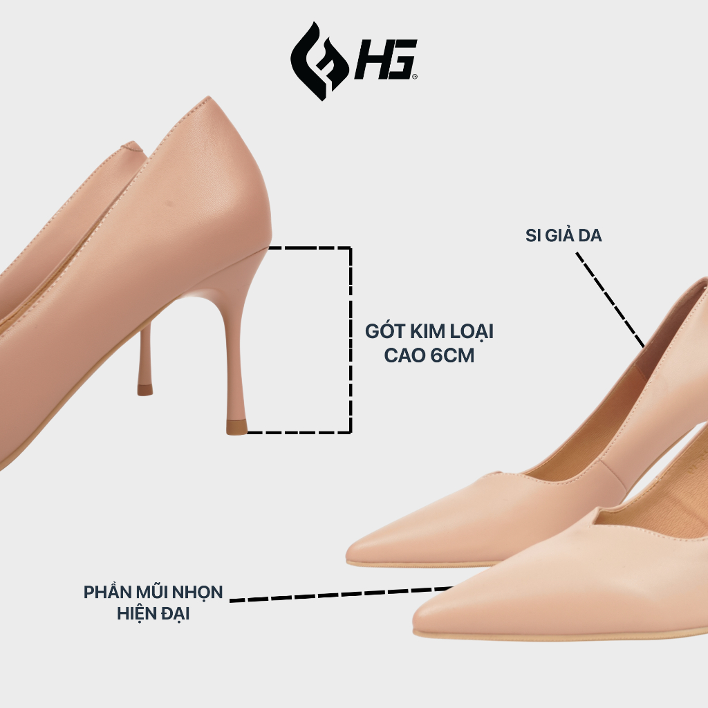 Giày cao gót nữ gót nhọn 8cm da nhám HG Fashion phong cách thanh lịch dễ phối đồ đi tiệc công sở HG91525