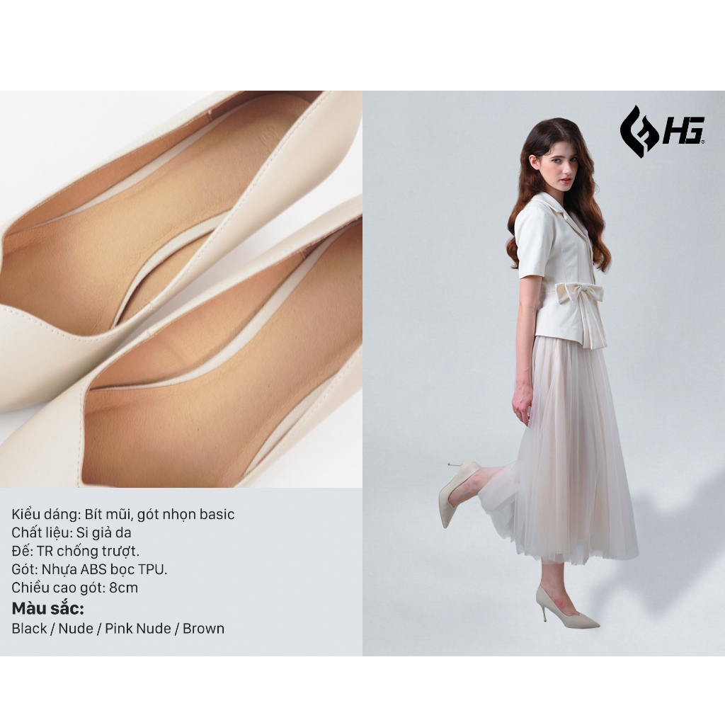 Giày cao gót nữ gót nhọn 8cm da nhám HG Fashion phong cách thanh lịch dễ phối đồ đi tiệc công sở HG91525