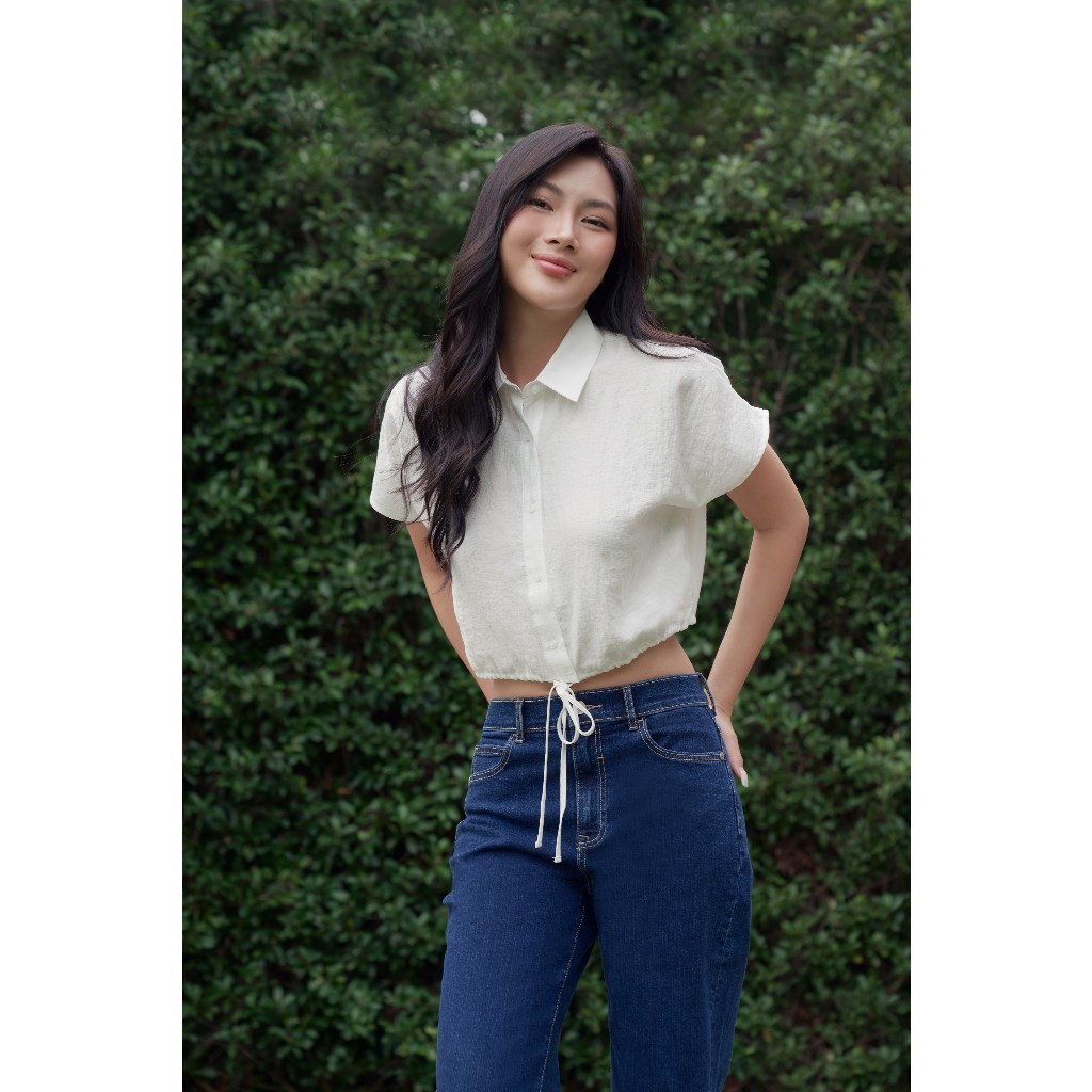 Quần Jean Nữ Ninomaxx Lưng Cao Ống Suông RAWCORE DENIM Chất Cotton Co Giãn Nhẹ 2508023