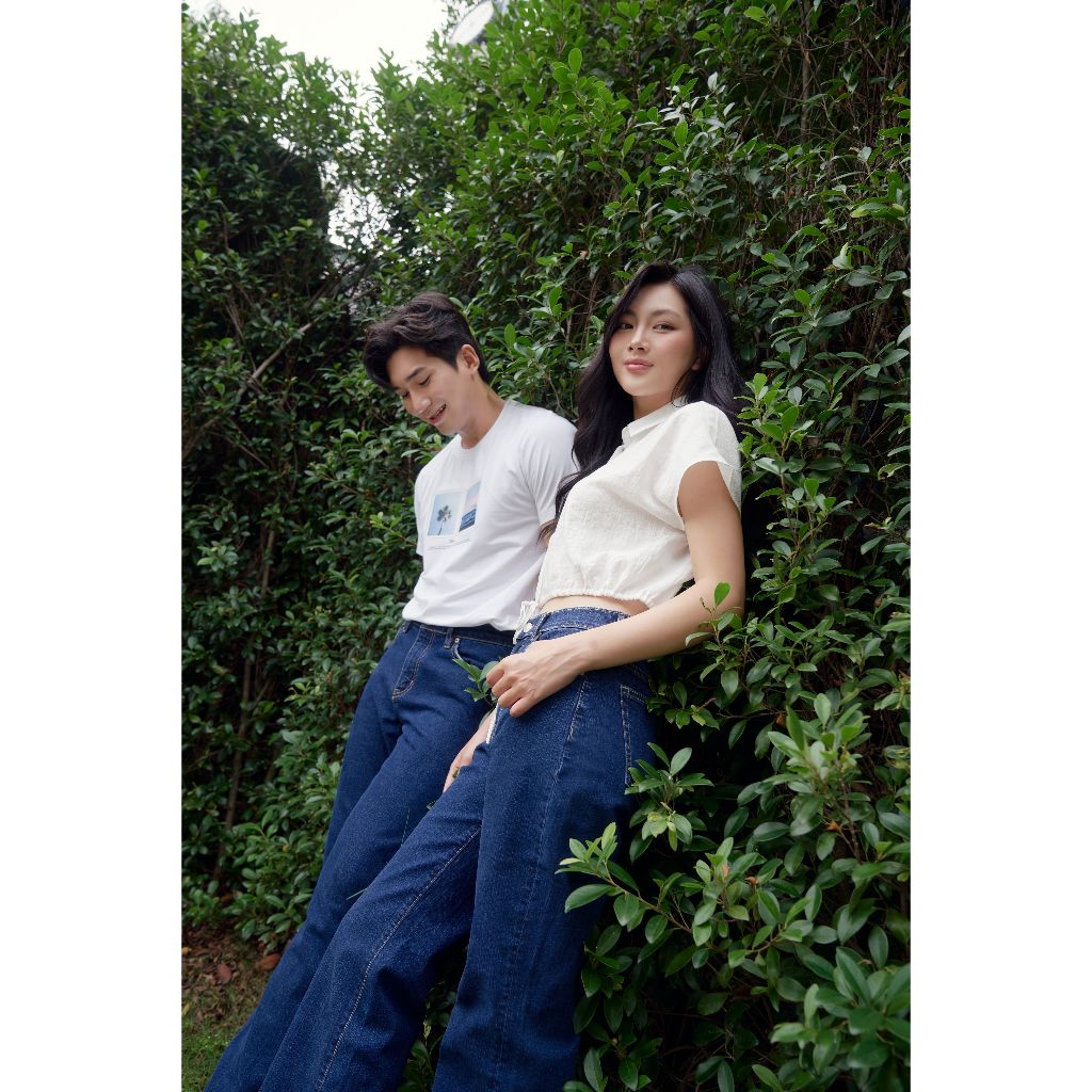 Quần Jean Nữ Ninomaxx Lưng Cao Ống Suông RAWCORE DENIM Chất Cotton Co Giãn Nhẹ 2508023