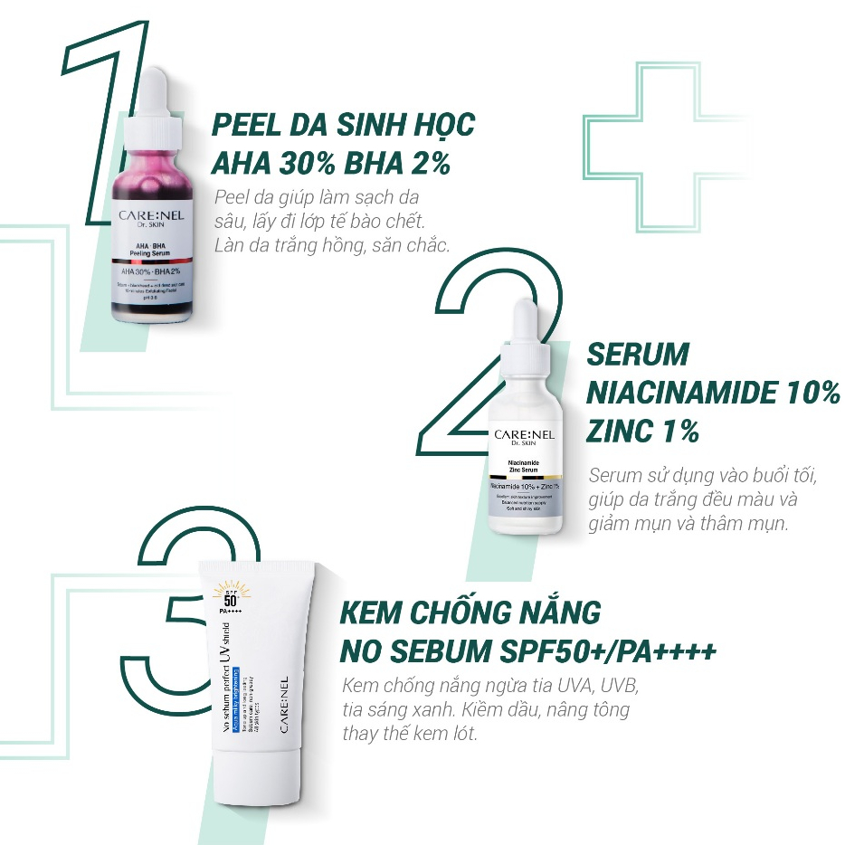 Kem chống nắng nâng tông tự nhiên kiềm dầu CARE:NEL NO SEBUM PERFECT UV SHIELD SPF50+ PA++++ 50ml