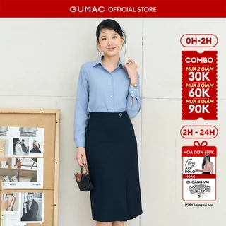 Chân váy nữ GUMAC công sở bút chì suông đính nút xẻ đắp trước thanh lịch  LVE0107