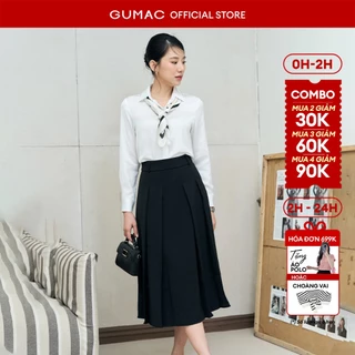 Chân váy nữ GUMAC A midi dáng dài xếp ly màu nâu - đen thanh lịch công sở  LVE0805