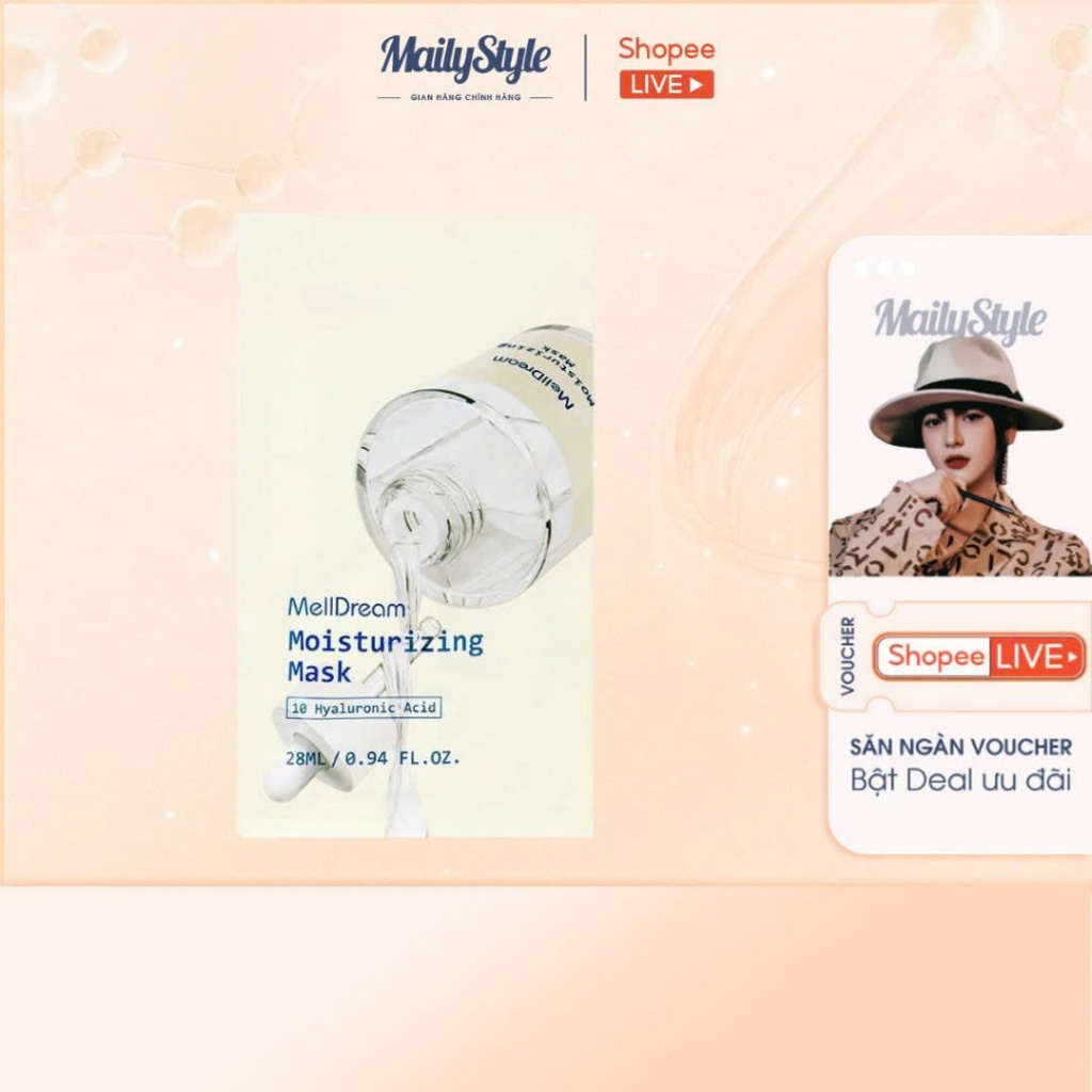H51_ Mặt nạ cấp ẩm 10 loại HA MellDream Moisturizing Mask 10Hyaluronic Acid (HỘP 5 MIẾNG)