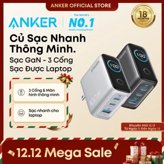 [New] Anker Charger 100W Max USB C Charger Block, 3-Port GaN and Ultra-Compact, Smart Display and Touch Control B121B
