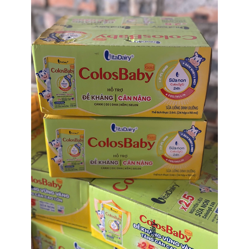 {Chính hãng} Sữa pha sẵn Colosbaby Gold Cải Tiến, lên cân khoa học, miễn dịch thùng 48 Vitadairy 110ml