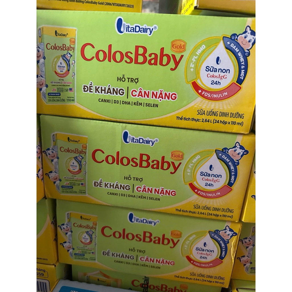 {Chính hãng} Sữa pha sẵn Colosbaby Gold Cải Tiến, lên cân khoa học, miễn dịch thùng 48 Vitadairy 110ml
