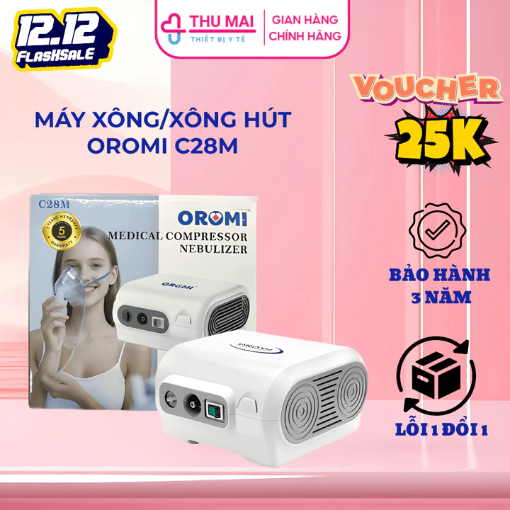 [MÃ 25K -HÀNG MỚI] Máy xông hút mũi họng OROMI C28M công nghệ Nhật Bản - Xông khí dung, hút mũi họng