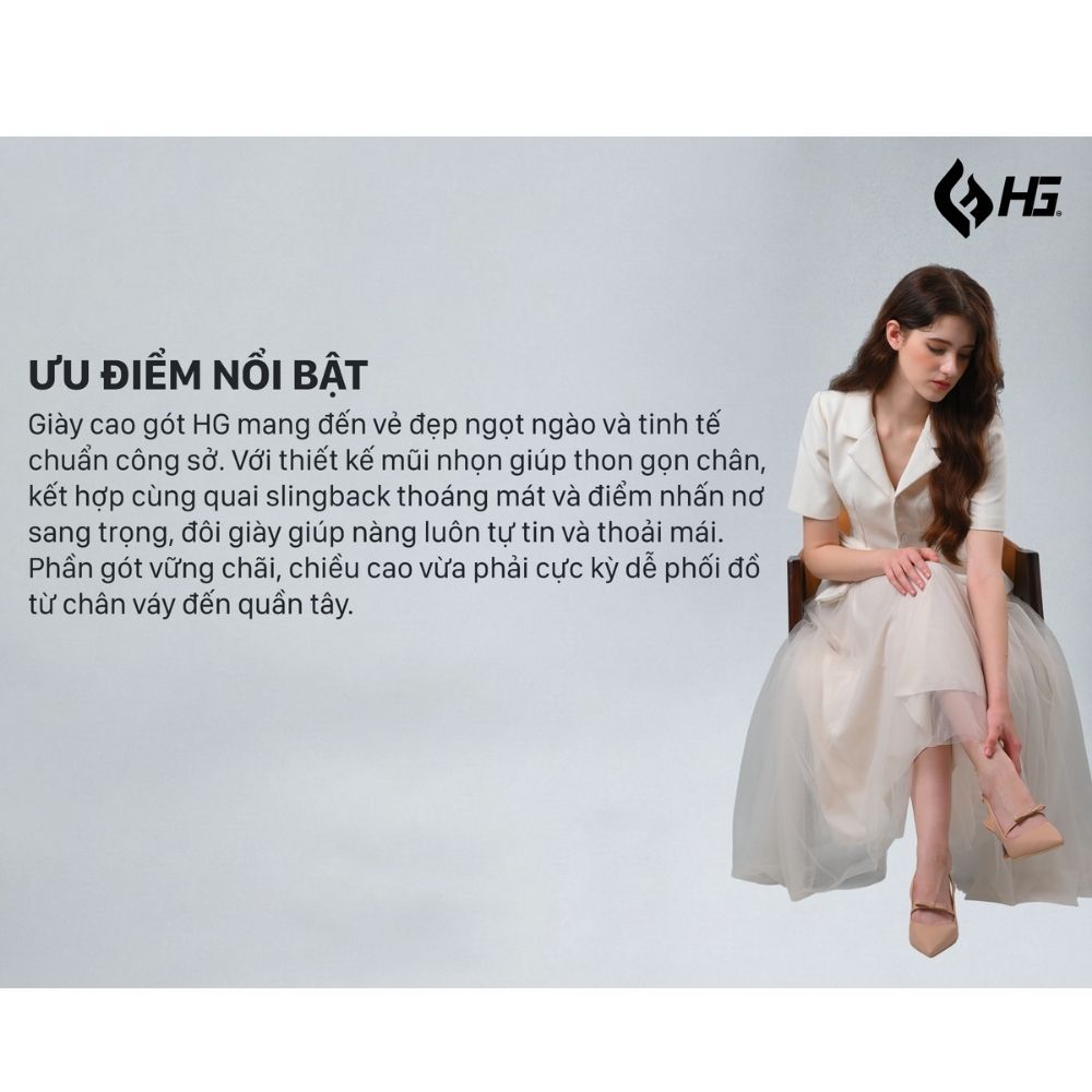 Giày cao gót nữ slingback gót tráng gương 6cm HG Fashion phong cách Hàn Quốc dễ phối đồ thời trang HG91625