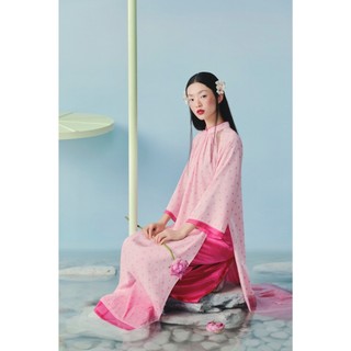 Áo dài OLV chấm bi màu hồng ngọt ngào dễ thương Tố Khuê phù hợp đi chơi lễ tết (Không kèm quần)
