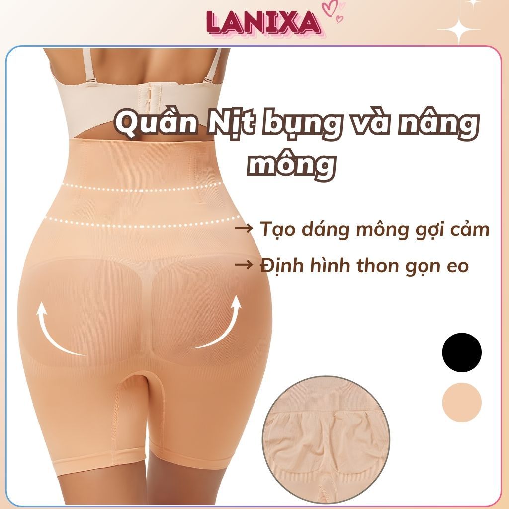 Quần Gen Nịt Bụng thon gọn eo nâng mông-Quần lót định hình lưng cao có thanh chống cuộn LANIXA N3956