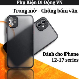 Ốp lưng iPhone viền silicon chống sốc, lưng nhám mờ, chống vân tay – Cho iPhone 14 15 16 17 Pro Max