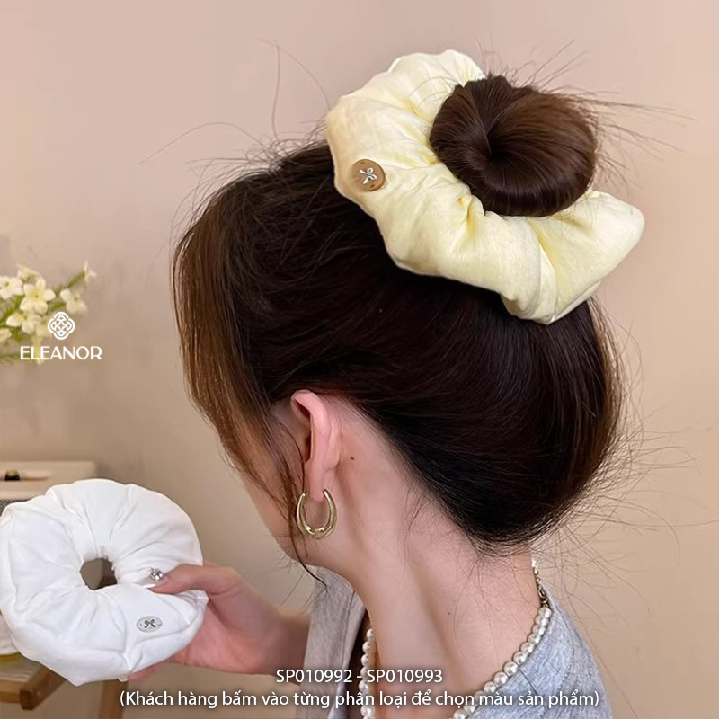 Dây buộc tóc nữ scrunchies Eleanor Accessories vải phồng màu vàng kem phụ kiện tóc cột tóc 10992