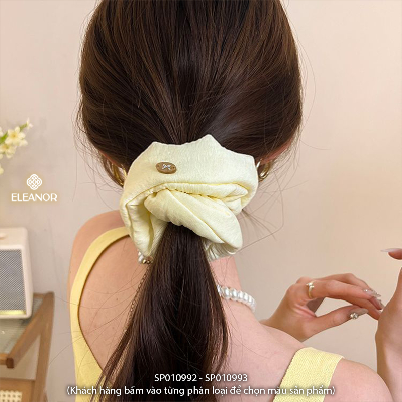 Dây buộc tóc nữ scrunchies Eleanor Accessories vải phồng màu vàng kem phụ kiện tóc cột tóc 10992