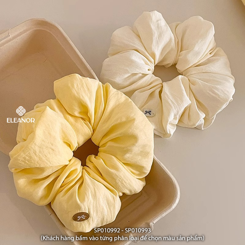 Dây buộc tóc nữ scrunchies Eleanor Accessories vải phồng màu vàng kem phụ kiện tóc cột tóc 10992
